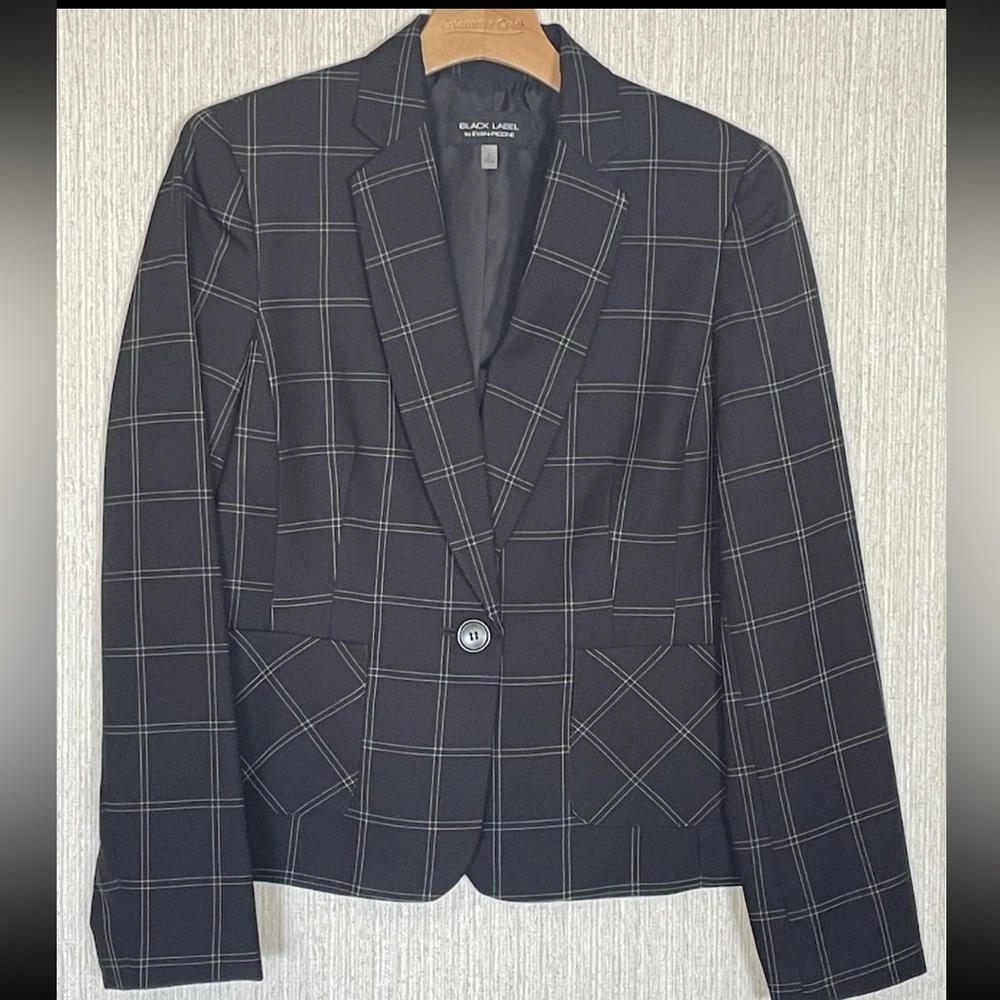 Evan Picone Blazer Women's Size 6 - Black & Silver - One-Button-Black Label-NWT